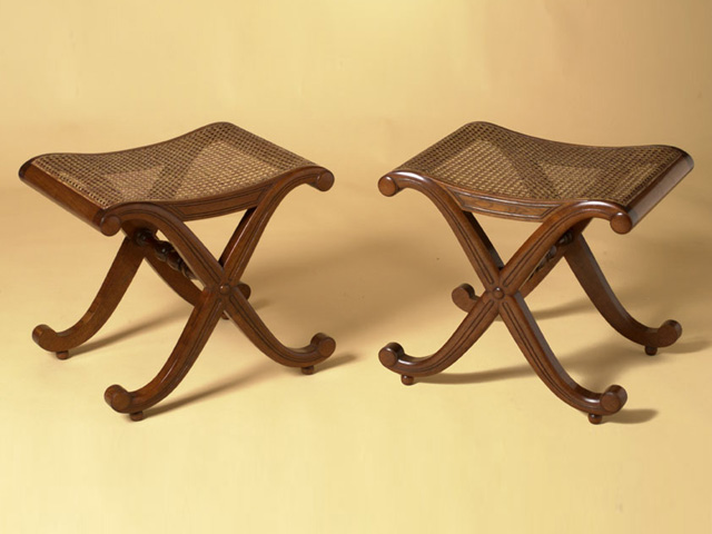 Pair of dressing table stools after a design by Gillows