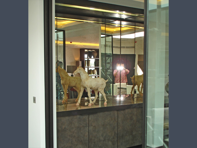 Wall cabinet of shagreen and mirror plate.