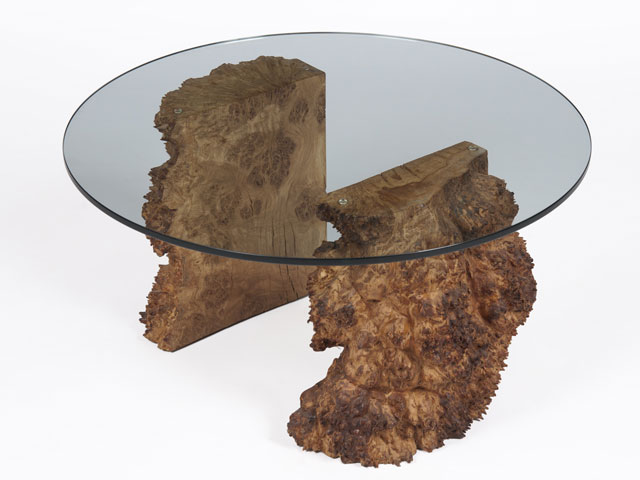 English burr oak coffee table